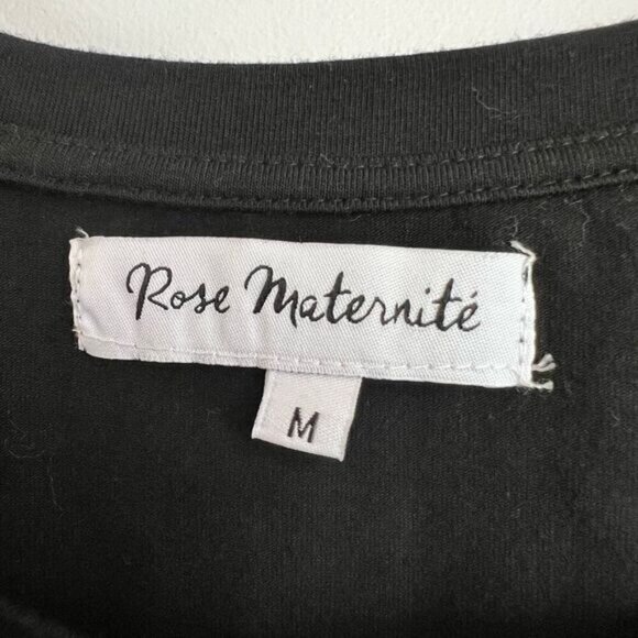 Rose Maternite Women’s Medium Maternity Pregnancy Stretch Black Midi Dress - Picture 3 of 8